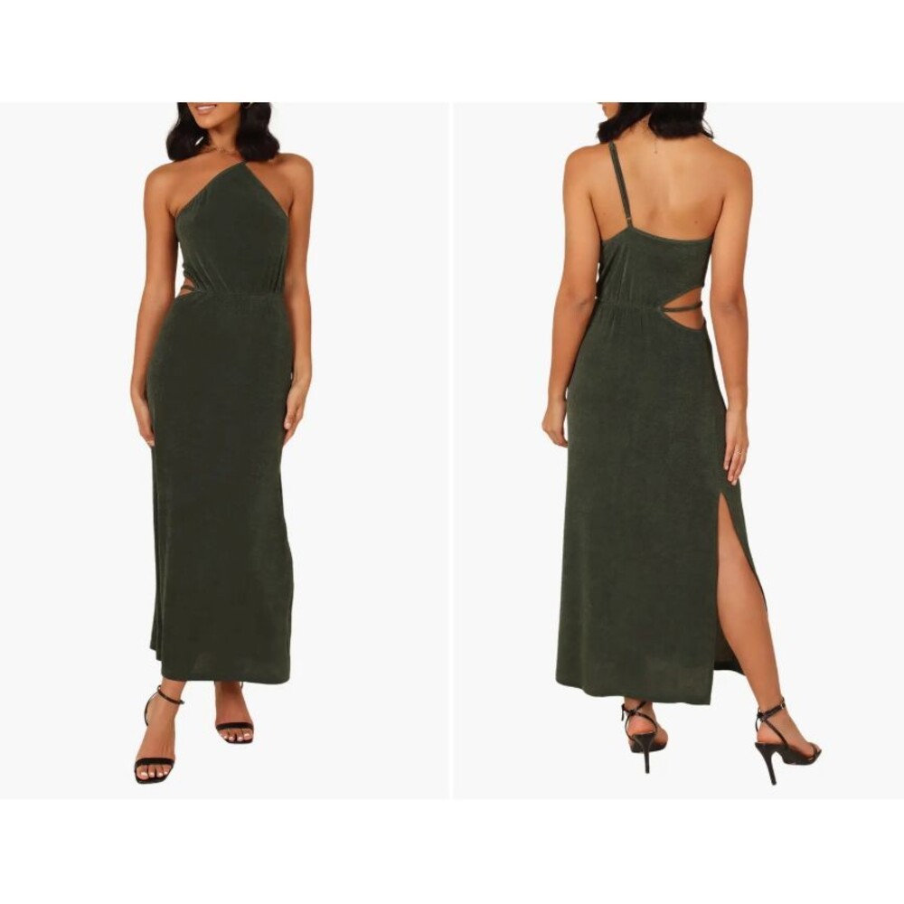 Petal and Pup Dress XL Green Cut Out Green Strappy Sexy Stretch Leg Slit